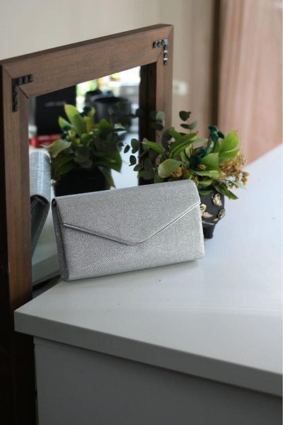 Moom Bag Geantă de umăr pentru rochie de seară argintie pentru femei