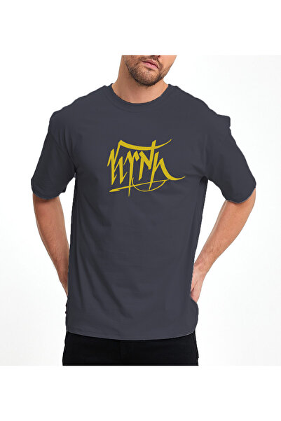 Uniquetex VEK TÜRK з принтом - Оверсайз бавовняна футболка з візерунком алфавіту Гьоктюрк