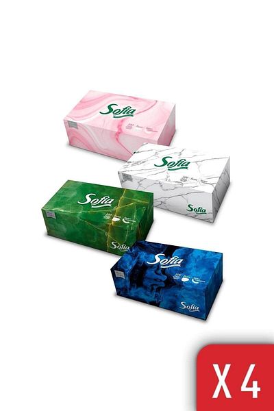 Sofia Box Tissue 100 Sheets 4 Packs