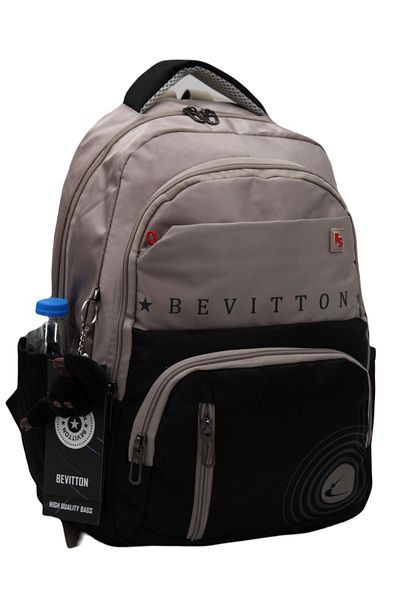 Bevitton Unisex School Backpack - Water Resistant, Mink-Black, 34400