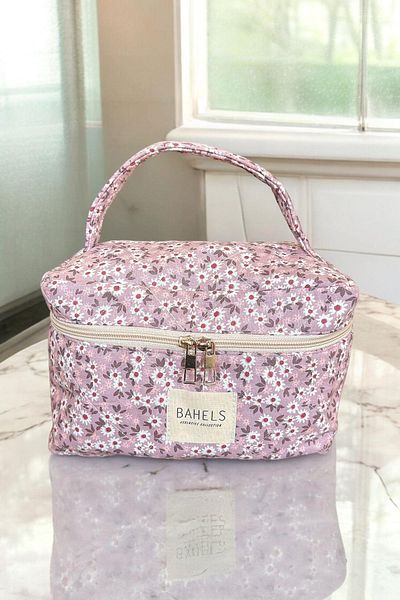 BAHELS Travel Makeup Bag - Lilac Crispy Flower Pattern