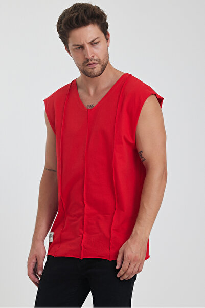 rammers Ανοιχτό μπλουζάκι με λαιμόκοψη με μηδενικό μανίκι με λεπτομέρεια με λωρίδα βρώμικης κοπής