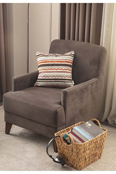 dekomall home & living Pernă de in cu dungi colorate - 001 cu detaliu de țevi