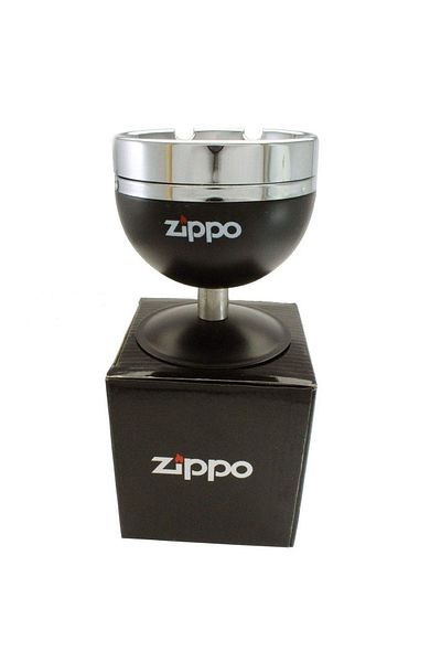 Zippo Metal Luxury Ashtray - Unscented Table with Movable Lid and Stand