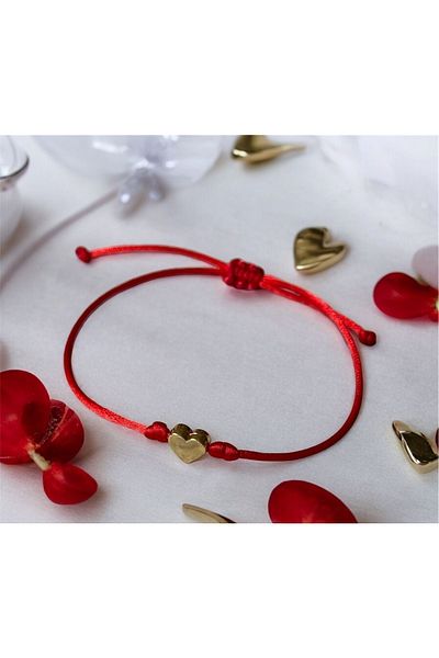 maycollection Gold Heart Red String Bracelet