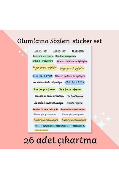 Fatofotofan Olumlama Sticker set 26 adet çıkartma