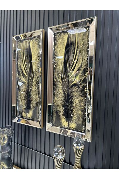 Efe Ayna 3D TÜY-BRONZ AYNA TABLO SETİ-30x70cm (30x70 x 2 adet tablo)