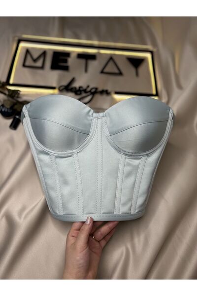 Metay Design Mint Yeşili Korse Büstiyer Saten Model-L