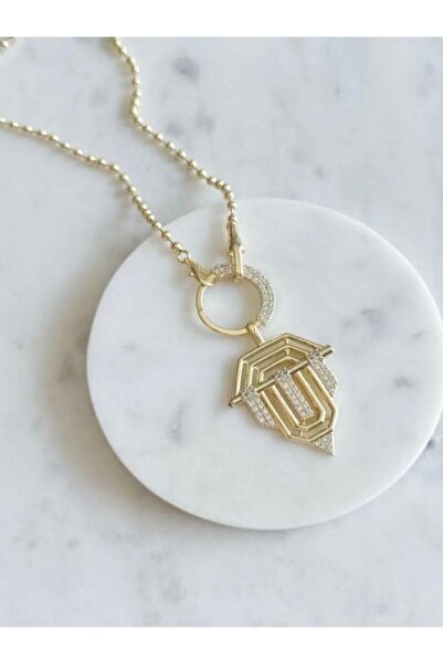 Arıa Ring Necklace - Steel Stone Detailed