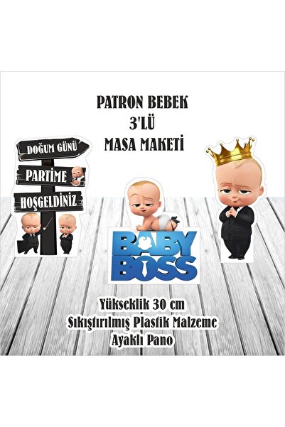 SİYAH PARTİ EVİ Patron Bebek / Baby Boss Doğum Günü Masa Maketi