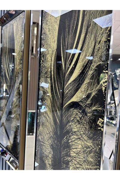 Efe Ayna 3D TÜY-BRONZ AYNA TABLO SETİ-30x70cm (30x70 x 2 adet tablo)