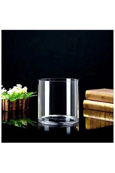 Paşabahçe 20 cm Decorative Cylinder Glass Vase - Perforated Hand Fabrication