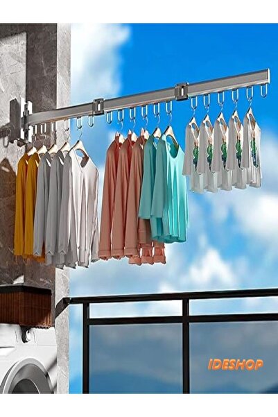 IDE Elbise Kurutma Askısı, Katlanabilir Balkon, Çamaşırhane, Banyo  Alüminyum Çubuk 360° Dönen,