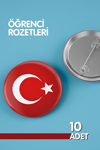 Varyant Öğrenci Rozet Seti - Türk Bayrağı- İğneli Buton Rozet Seti - Broş - Y...