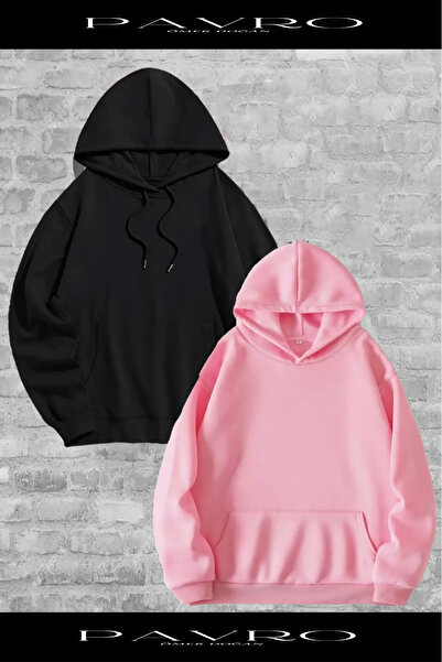 PAVRO Sevgili Sweatshirt McQueen Sally Sırt Baskılı Sevgili Çift Kombini Kapüşonlu Sweatshirt 2 li Takım