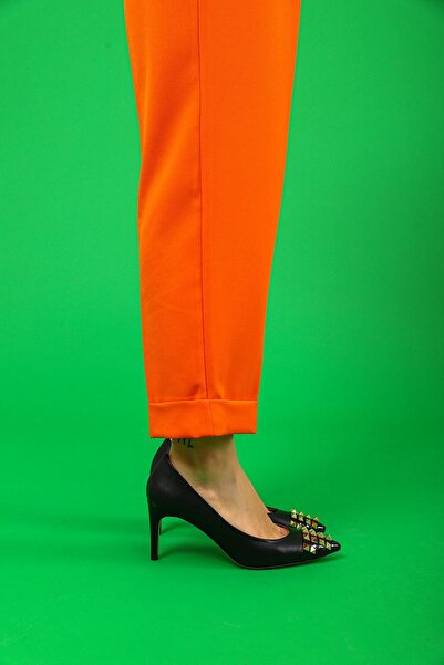 Nemesis Shoes Vidya Gerçek Deri Kadın Topuklu Ayakkabı Siyah