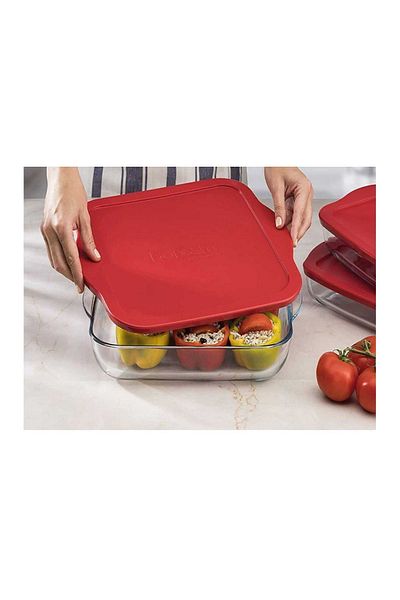 Paşabahçe 59024 Pyrex Square Tray with Plastic Lid 3200 Cc
