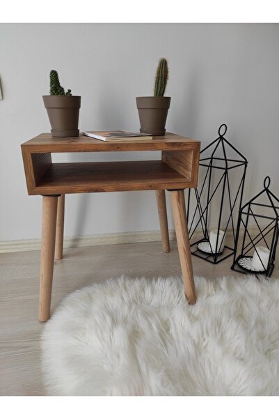 MBK AHŞAP Yatak Başucu Komodin Tekli Retro Komidin