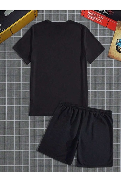 Hunors Sportswear & Company Sada černého trička a šortek s potiskem Los Angeles - Crew Neck