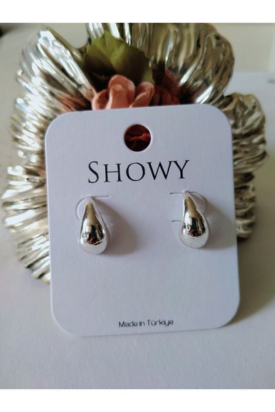 MİRAKSESUAR Small Size Silver Drop Earrings