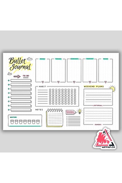 artpap مجلة رصاصة للقيام بقائمة يومية للقيام بها - دفتر الأهداف 21*29 سم 50 ورقة