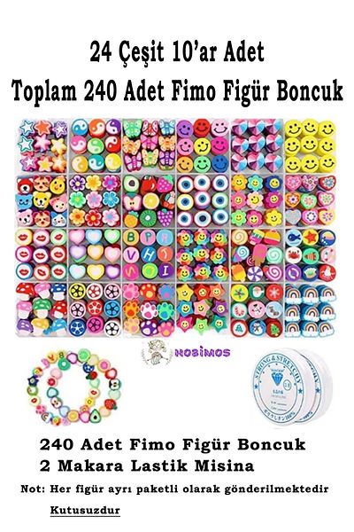 Hobimos 240 τμχ Fimo Figure Beads - Σετ κατασκευής αξεσουάρ τηλεφώνου και κολιέ βραχιολιών