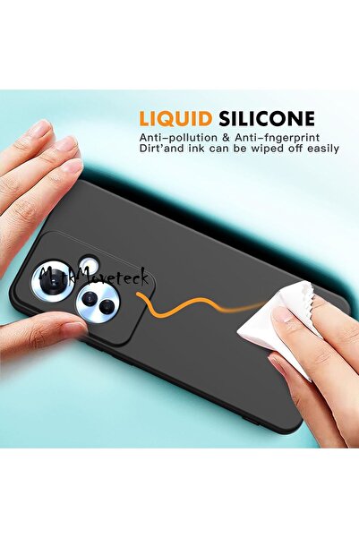m.tk moveteck Oppo Reno 11F Kılıf Kamera Korumalı Yumuşak Renkli Silikon + 9H Ekran Koruyucu Cam 2'li Set