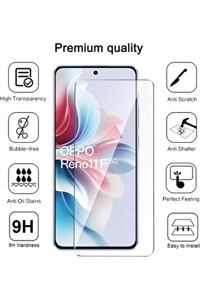 m.tk moveteck Oppo Reno 11F Kılıf Kamera Korumalı Yumuşak Renkli Silikon + 9H Ekran Koruyucu Cam 2'li Set