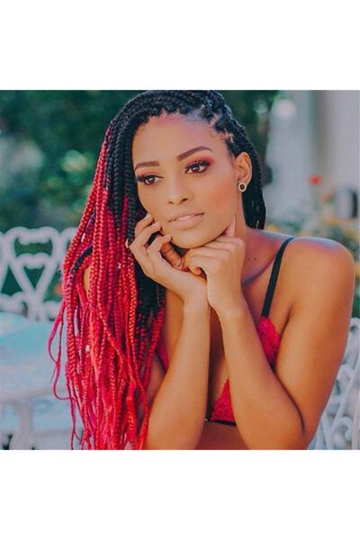 Esperer Păr sintetic pentru împletitură africană și dreadlocks negru-roșu