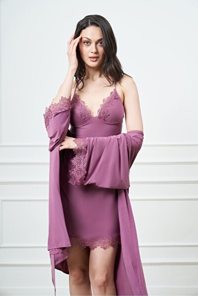 GIONA 5-piece Micro Fabric Nightgown and Dressing Gown Set