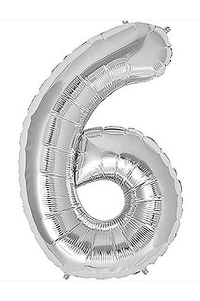 Görkem Toptan Number Foil Balloon 6 Silver 100 Cm (RPS)