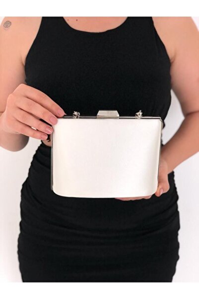 Sh Poly Βραδινή τσάντα φορέματος με σατέν μαργαριτάρι λαβή