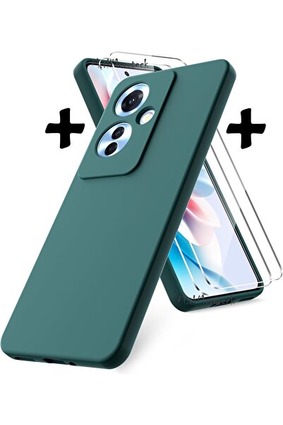 m.tk moveteck Oppo Reno 11F Kılıf Kamera Korumalı Yumuşak Renkli Silikon + 9H Ekran Koruyucu Cam 2'li Set