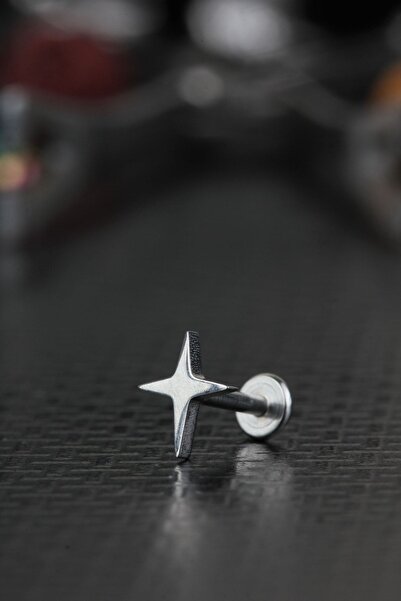 depozoom Cerrahi Çelik Kıkırdak Tragus Helix Labret Kutup Yıldızı Piercing