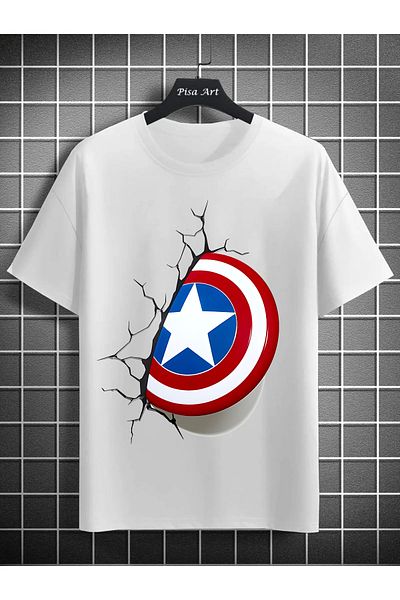 Pisa Art Unisex Captain America T-Shirt ειδικής σχεδίασης