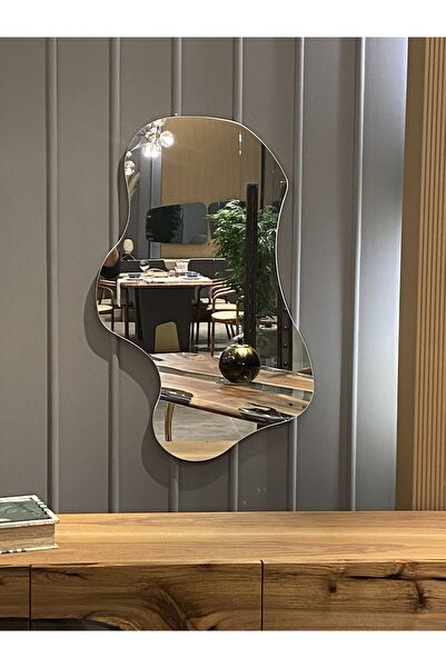 BURAK HOME DECOR Beyaz Asimetrik Dekoratif Duvar Aynası