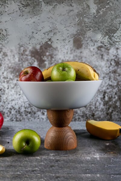 Violenza Home Lucio Wooden Leg 23 Cm Pit Presentation Plate, Fruit Bowl, Dessert Presentation, Snack Bowl, Bowl, Presentation Bowl