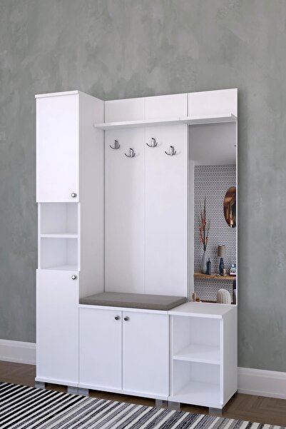 birnur pazar Vestiyer Birnurpazar Duru Aynalı Portmanto Beyaz