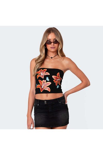 Bengi Clothing Minge de damă Bandeau fără bretele cu model negru