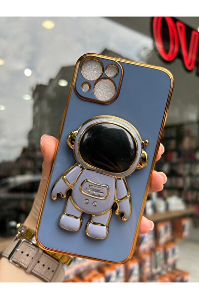 OVADA İphone 13/14 uyumlu kamera korumalı astronot standlı silikon kılıf