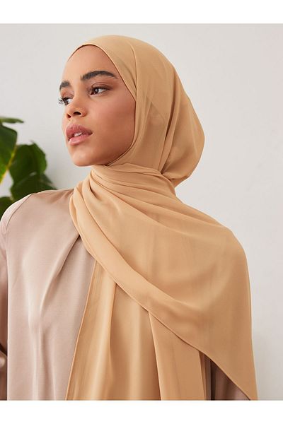 Femple Modest Ανοιχτό Μπεζ Deluxe Σάλι Σιφόν - 180x70cm Hijab