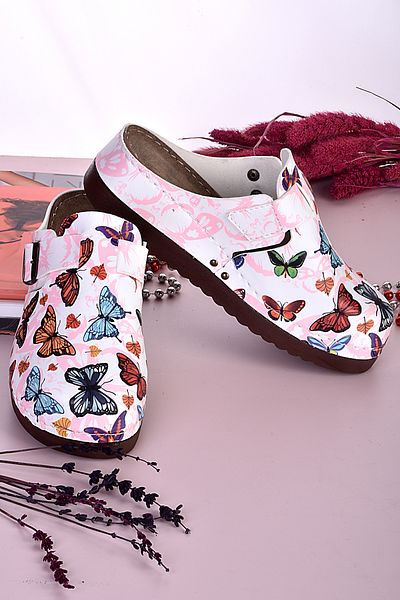 azizsahinshoes Papuci anatomici 3030 cu model fluture colorat