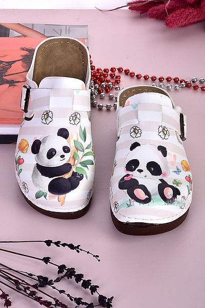 azizsahinshoes 3046 Ανατομικές παντόφλες με σχέδιο Innocent Panda