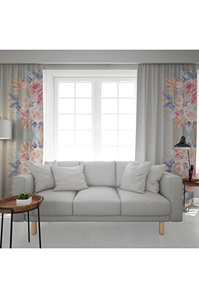 Şen Dekorasyon 2-крилаті м'які штори з букетом троянд