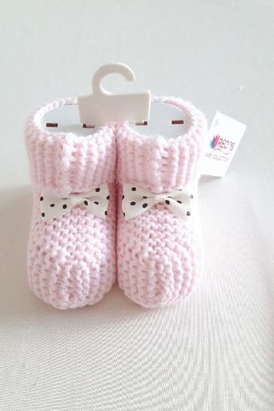 Recos 0-6 Months Pink Baby Booties Knitted