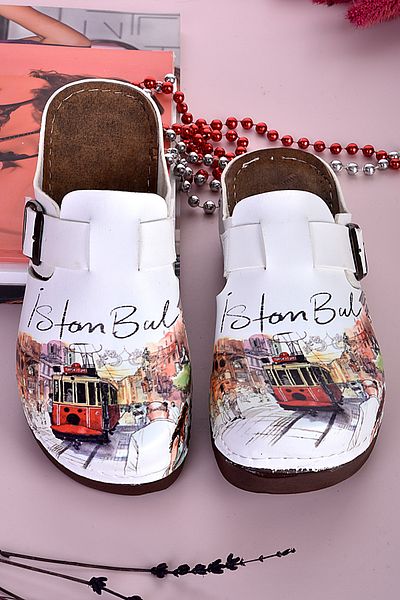 azizsahinshoes Ανατομικές παντόφλες με σχέδιο Istanbul Model 3055