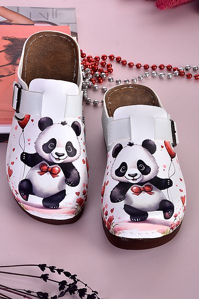 azizsahinshoes 3035 Μοντέλο Panda με μοτίβο με ανατομικές παντόφλες