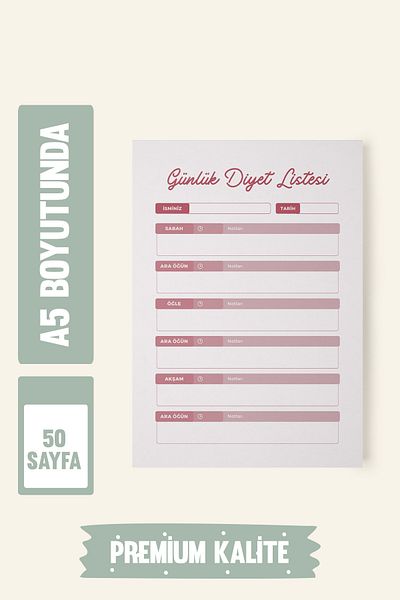 Srctech Daily Diet List A5 Size 50 Sheets