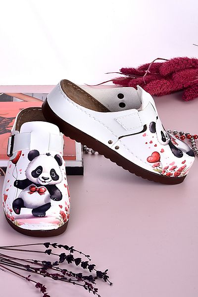 azizsahinshoes 3035 Μοντέλο Panda με μοτίβο με ανατομικές παντόφλες