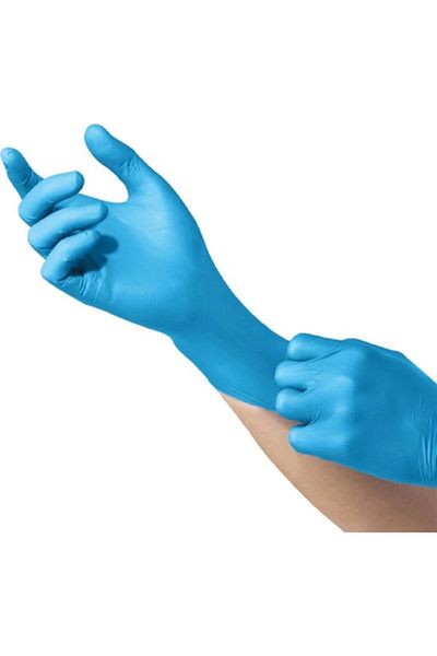 Dolphin Mănuși de examinare din nitril, de unică folosință, albastru din latex, fără pudră, mărime medie - 3 pachete de 100